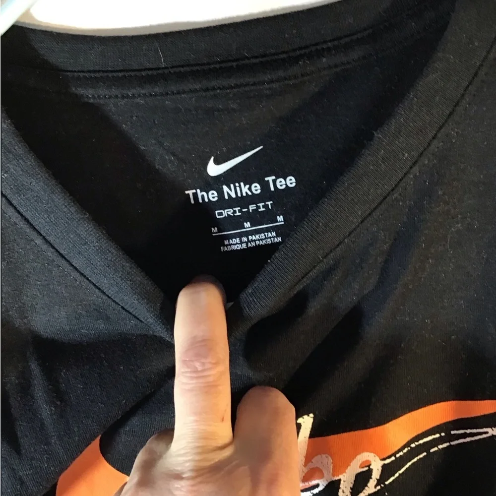 Nike Men's Tee in Black with Orange Logo